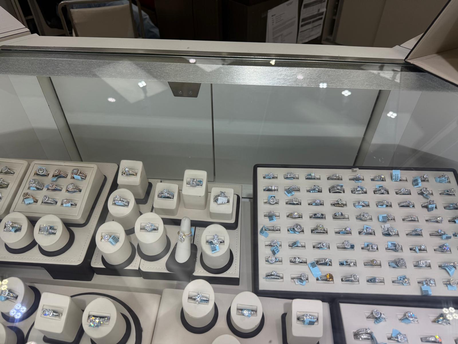 Rows of rings in the BD Jewelrys display case
